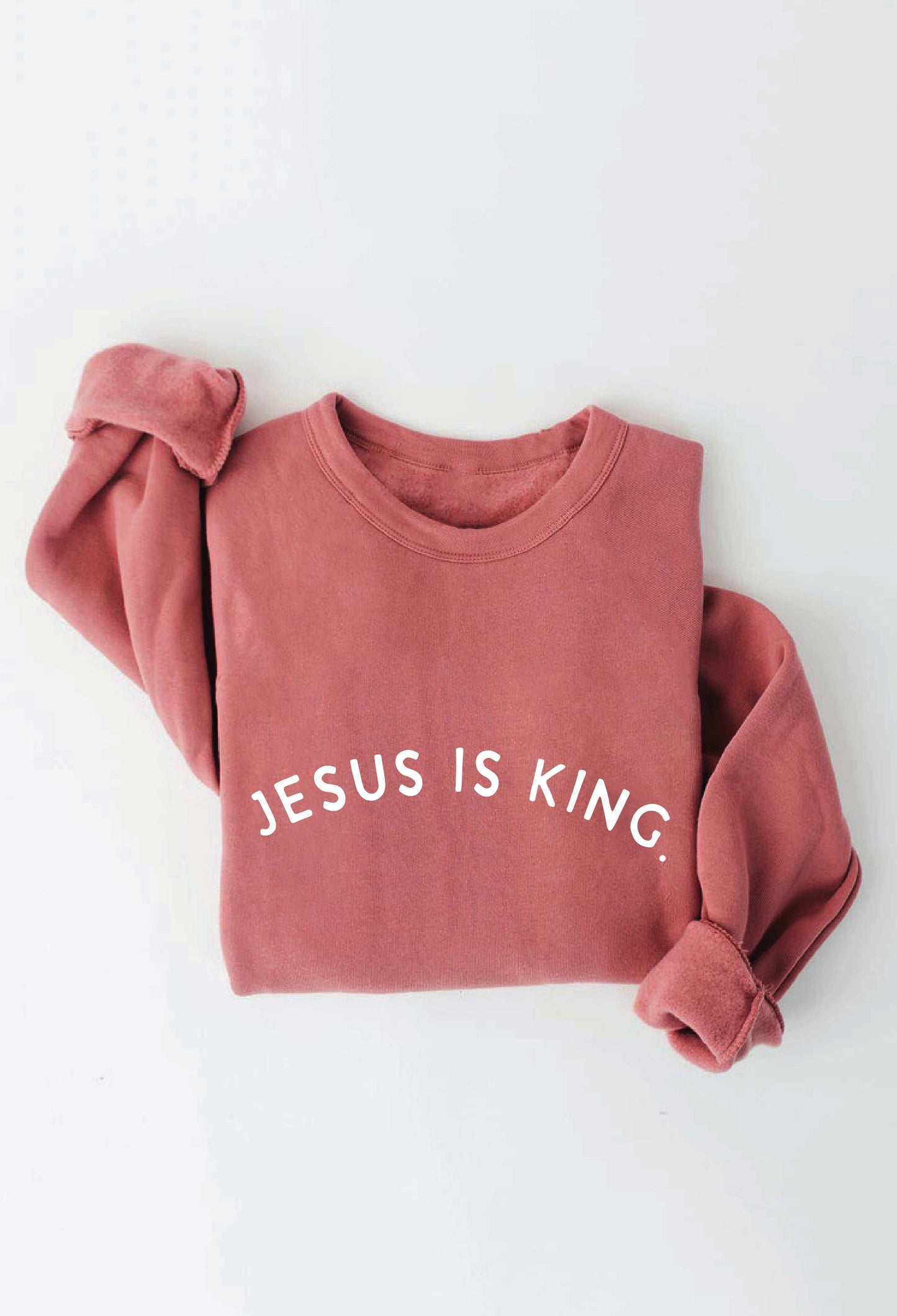 JESUS IS KING. Graphic Unisex Fleece Pullover Relaxed Fit. Oat Collective