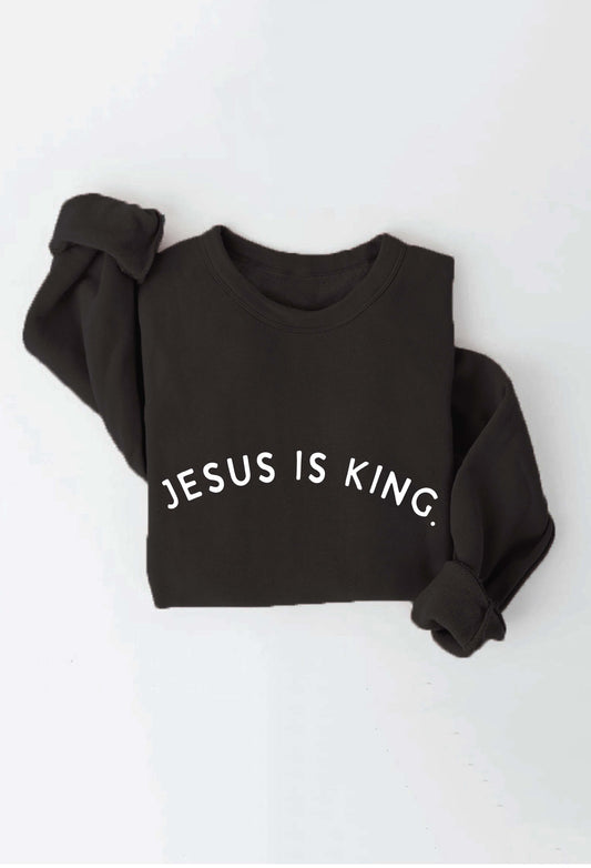 JESUS IS KING. Graphic Unisex Fleece Pullover Relaxed Fit. Oat Collective