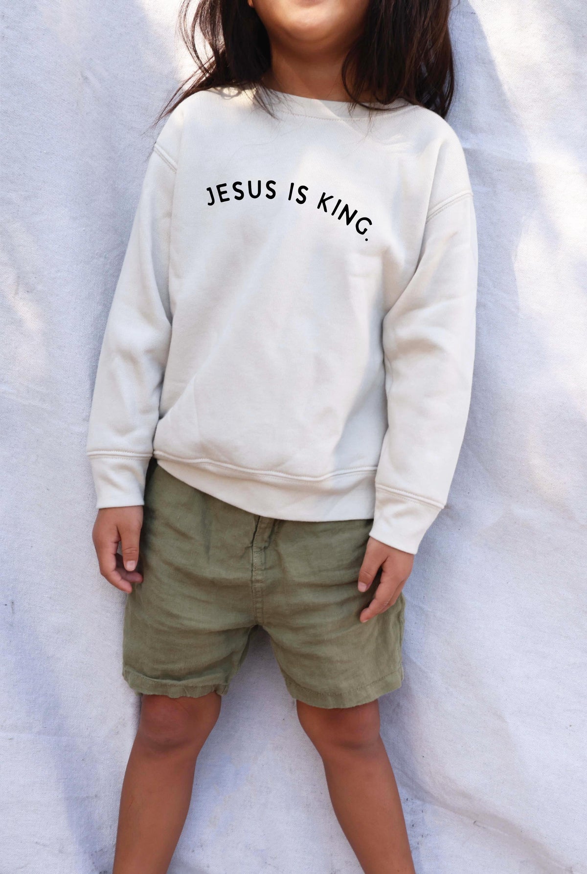 JESUS IS KING Toddler Unisex Graphic Sweatshirt Oat Collective
