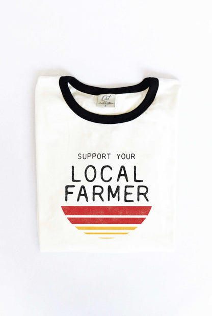 SUPPORT YOUR LOCAL FARMERS Ringer Graphic Top Oat Collective