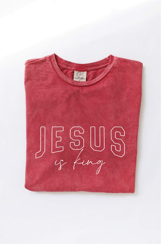JESUS IS KING Mineral Graphic Top Oat Collective