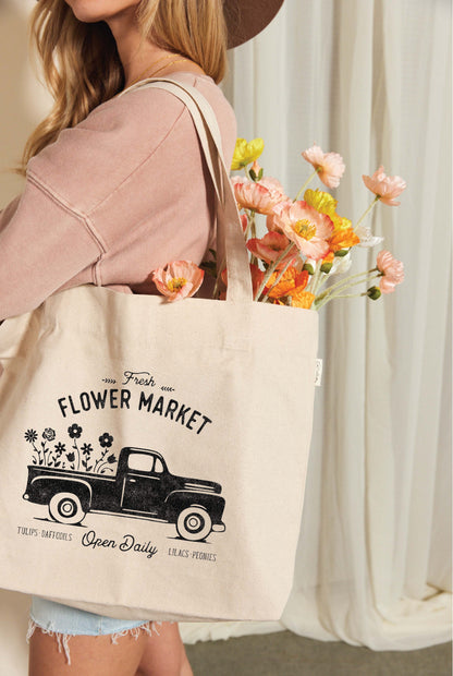 FRESH FLOWER MARKET Canvas Tote Bag Oat Collective