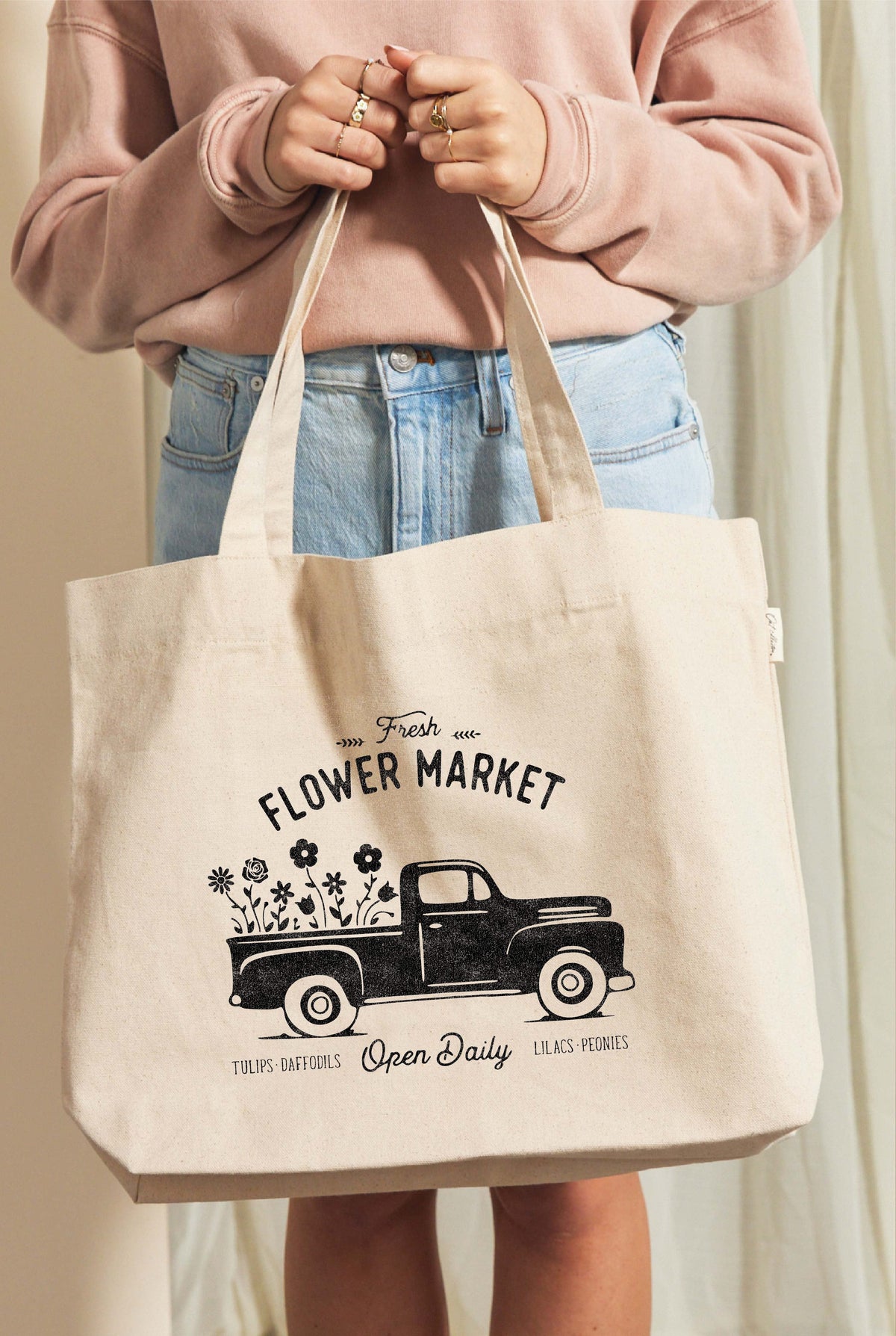FRESH FLOWER MARKET Canvas Tote Bag Oat Collective