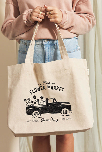 FRESH FLOWER MARKET Canvas Tote Bag Oat Collective