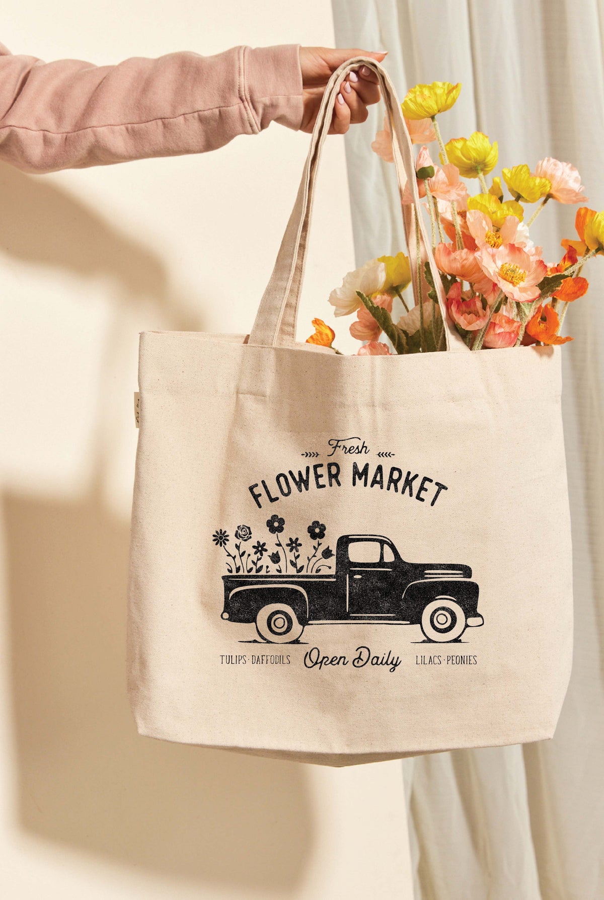 FRESH FLOWER MARKET Canvas Tote Bag Oat Collective
