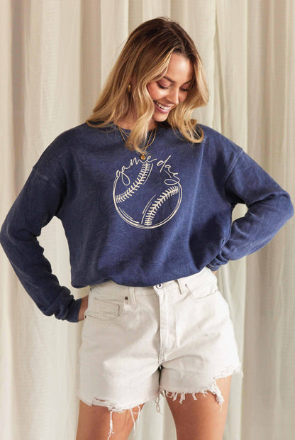 GAME DAY BASEBALL Mineral Graphic Sweatshirt Oat Collective