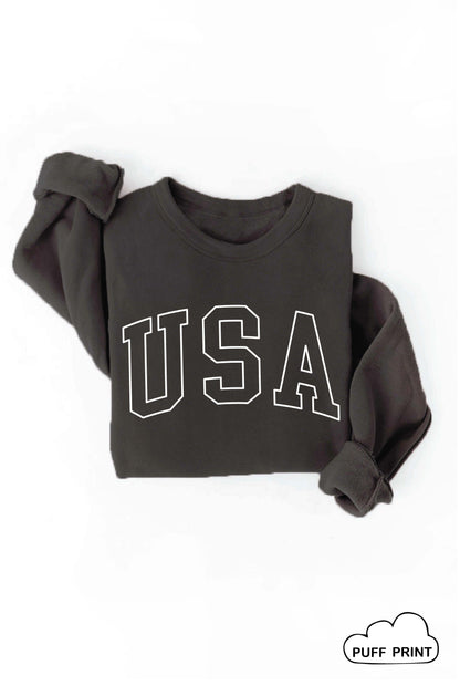 USA Puff Print Plus Graphic Sweatshirt Oat Collective