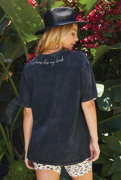JESUS HAS MY BACK Mineral Graphic Top Oat Collective
