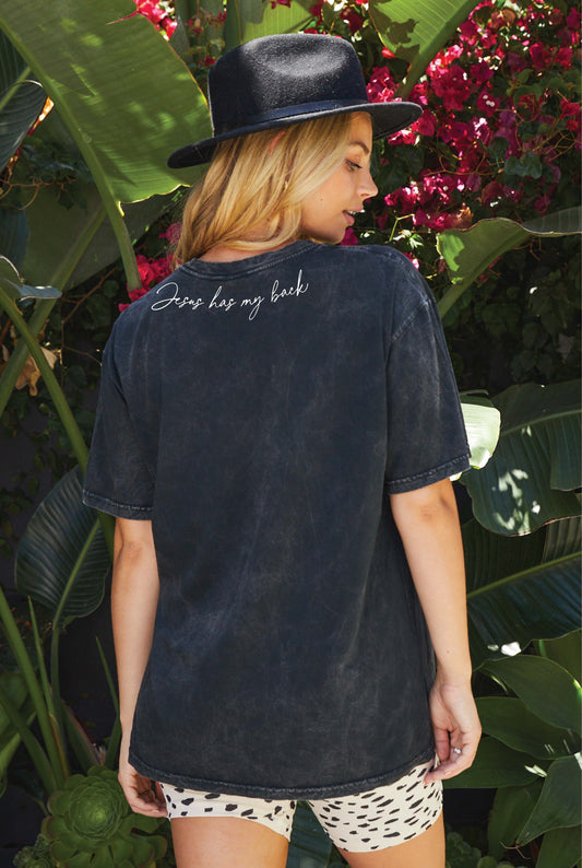 JESUS HAS MY BACK Mineral Graphic Top Oat Collective