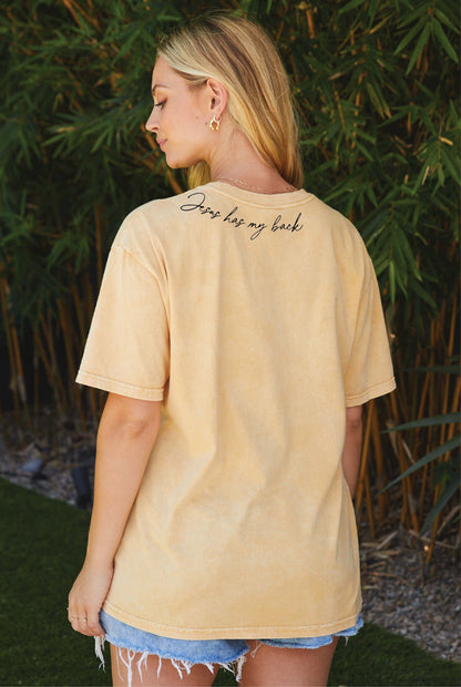 JESUS HAS MY BACK Mineral Graphic Top Oat Collective