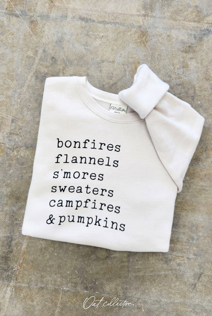 BONFIRES FLANNELS Graphic Sweatshirt Oat Collective