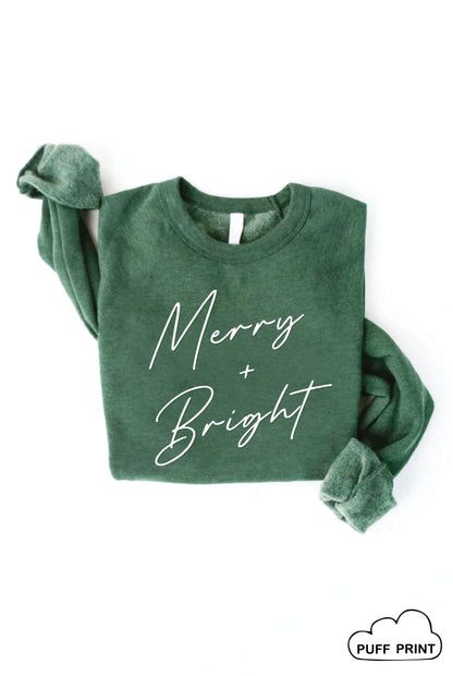 MERRY AND BRIGHT PUFF Graphic Sweatshirt Oat Collective