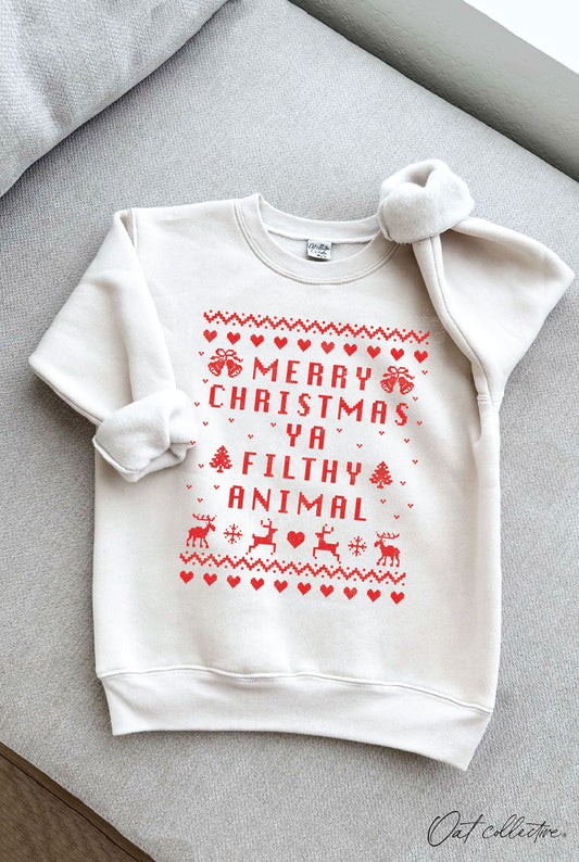 MERRY CHRISTMAS YA FILTHY Youth Graphic Sweatshirt Oat Collective