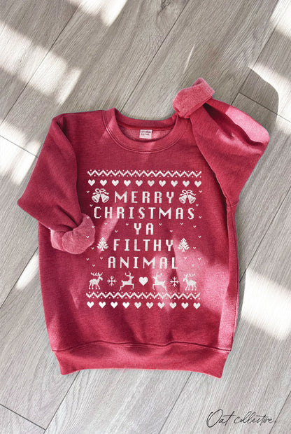 MERRY CHRISTMAS YA FILTHY Youth Graphic Sweatshirt Oat Collective
