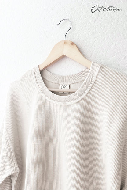 JESUS IS KING Cropped Thermal Vintage Pullover Oat Collective