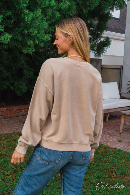 JESUS IS KING Cropped Thermal Vintage Pullover Oat Collective