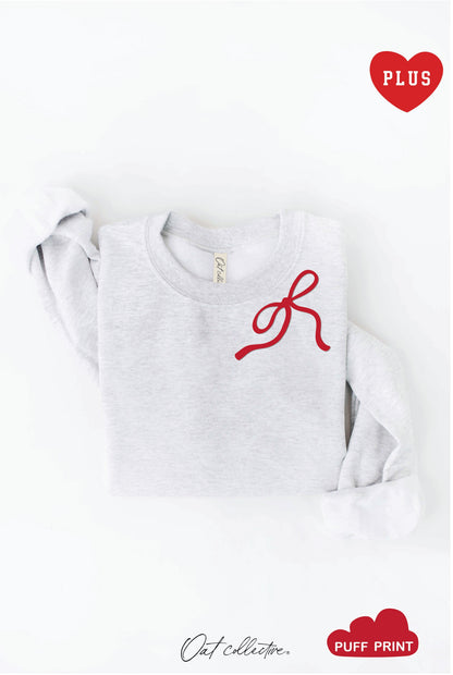 RIBBON BOW PUFF Plus Graphic Sweatshirt Oat Collective