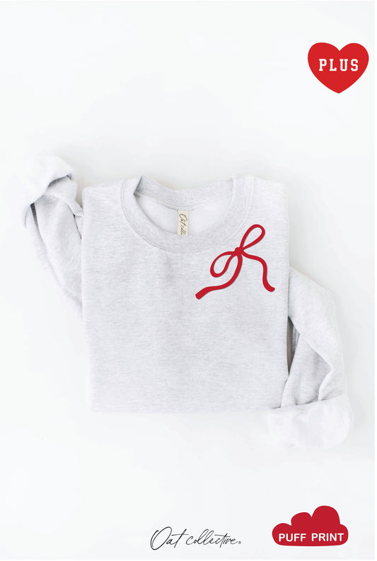 RIBBON BOW PUFF Plus Graphic Sweatshirt Oat Collective