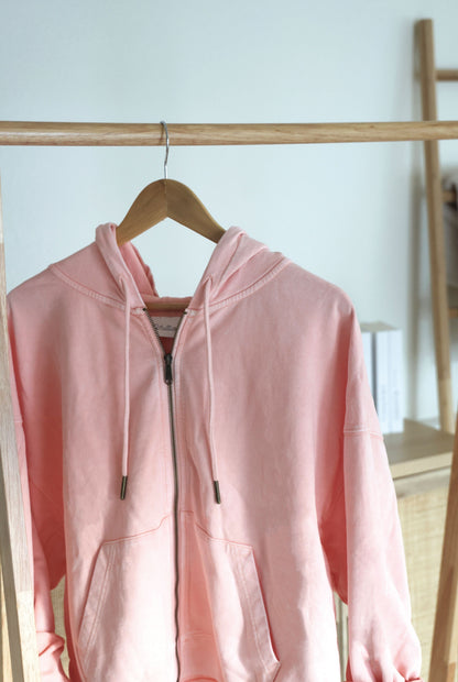 BASIC CROPPED MINERAL ZIPPER HOODED PULLOVER Oat Collective