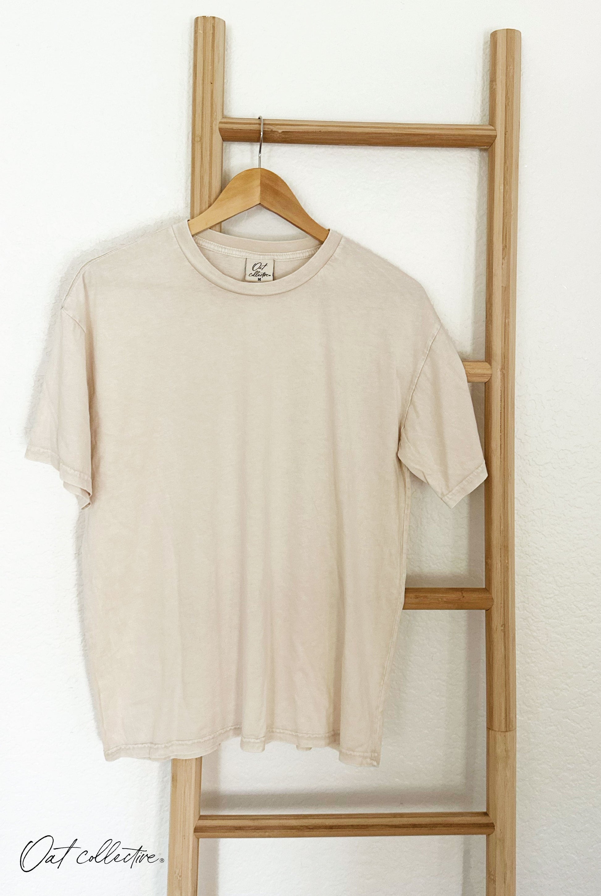Premium Basic Cotton Supima Mineral Washed Tee Oat Collective