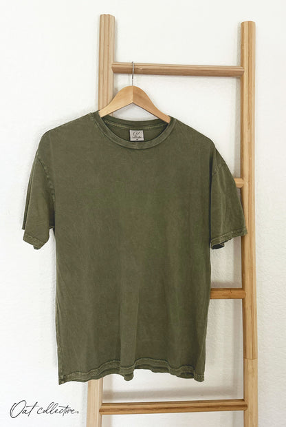 Premium Basic Cotton Supima Mineral Washed Tee Oat Collective