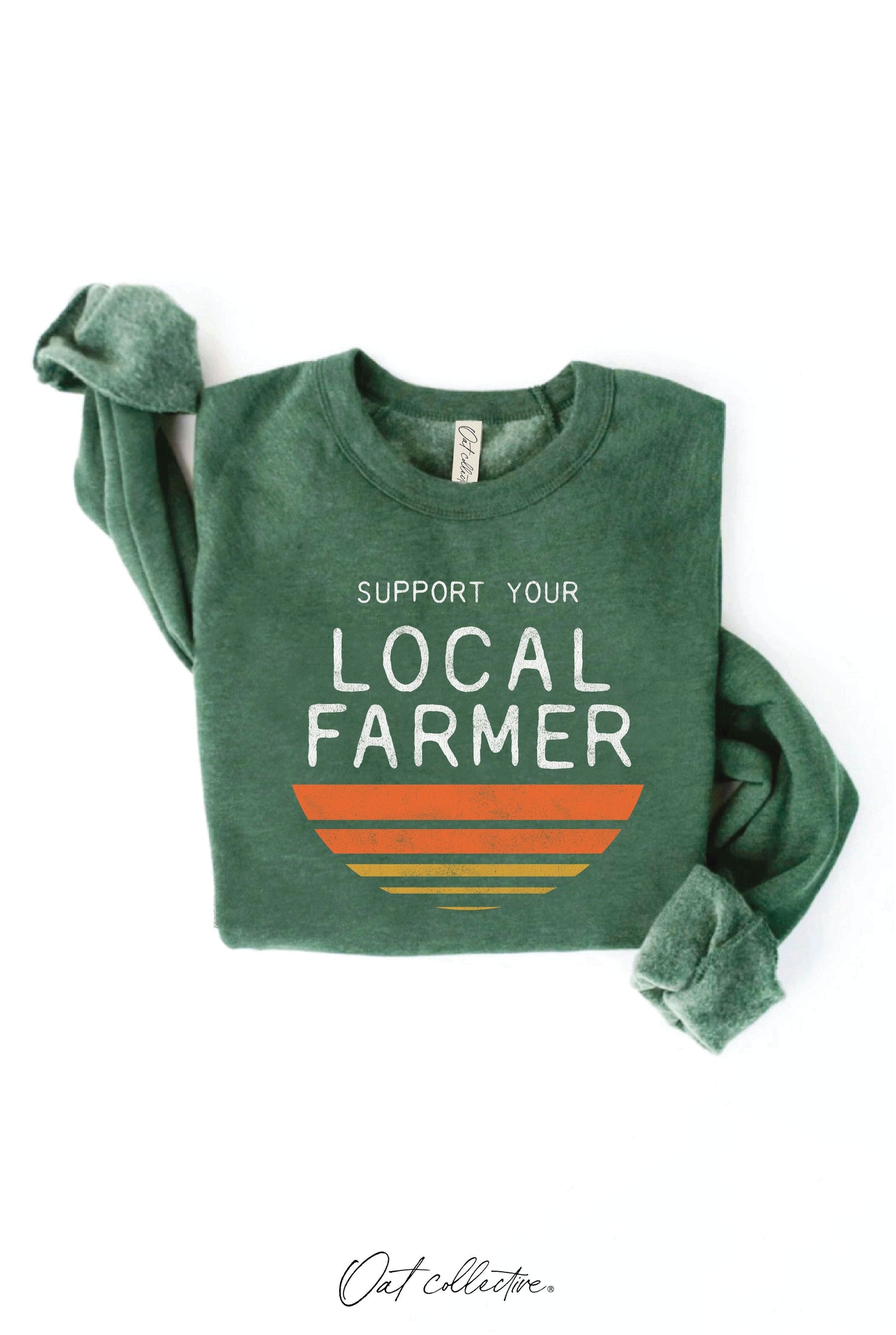 SUPPORT LOCAL FARMER Graphic Unisex Fleece Pullover Relaxed Fit Oat Collective