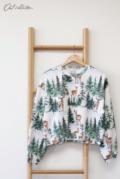 ALL OVER PRINT CHRISTMAS Cropped Sweatshirt Oat Collective