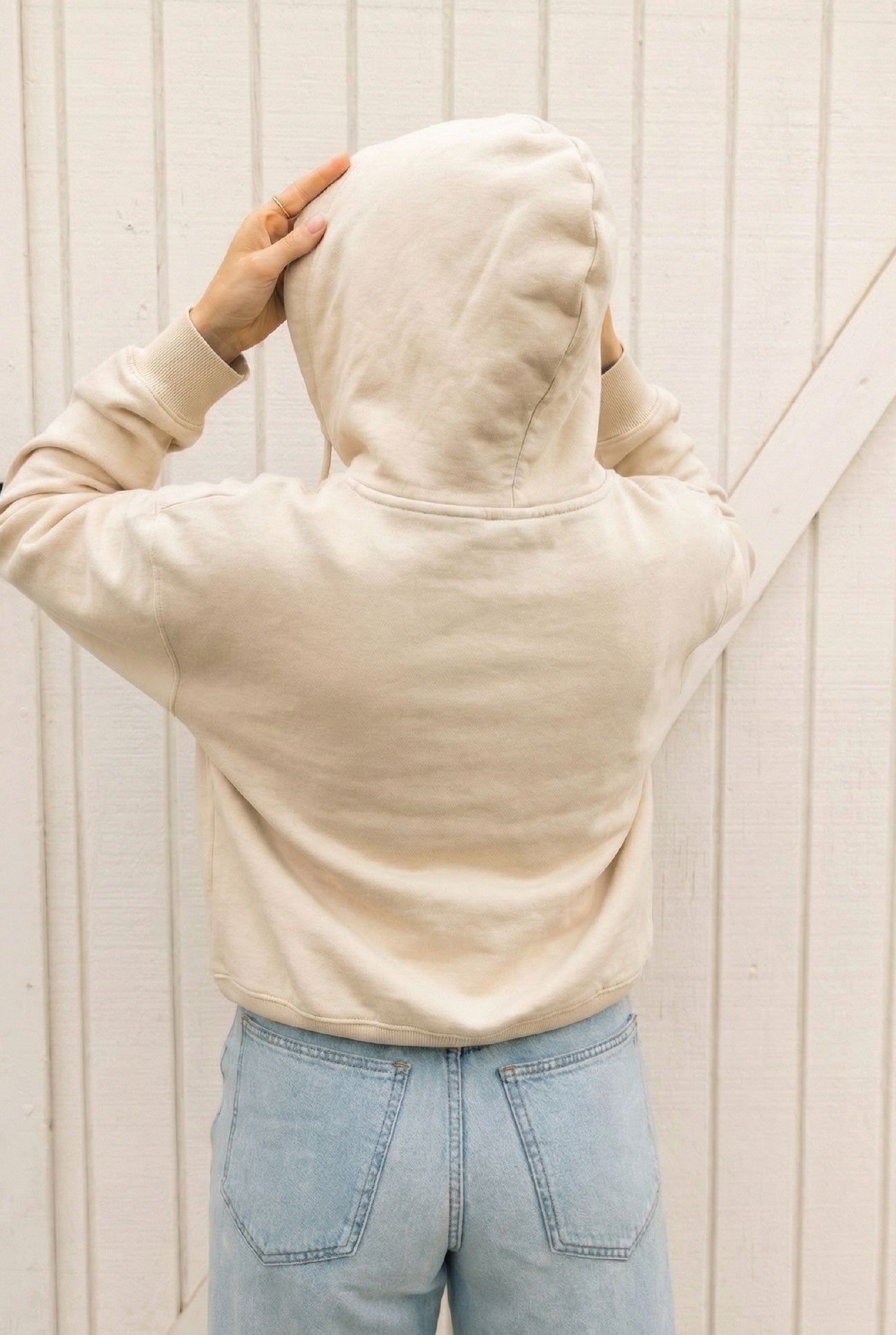 RAISING BELIEVERS Cropped Mineral Zipper Hooded Oat Collective