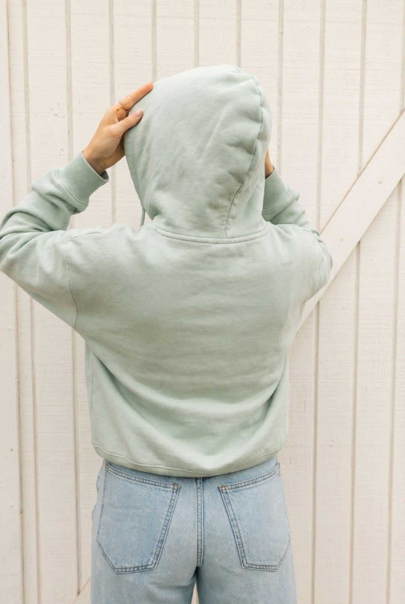 RAISING BELIEVERS Cropped Mineral Zipper Hooded Oat Collective