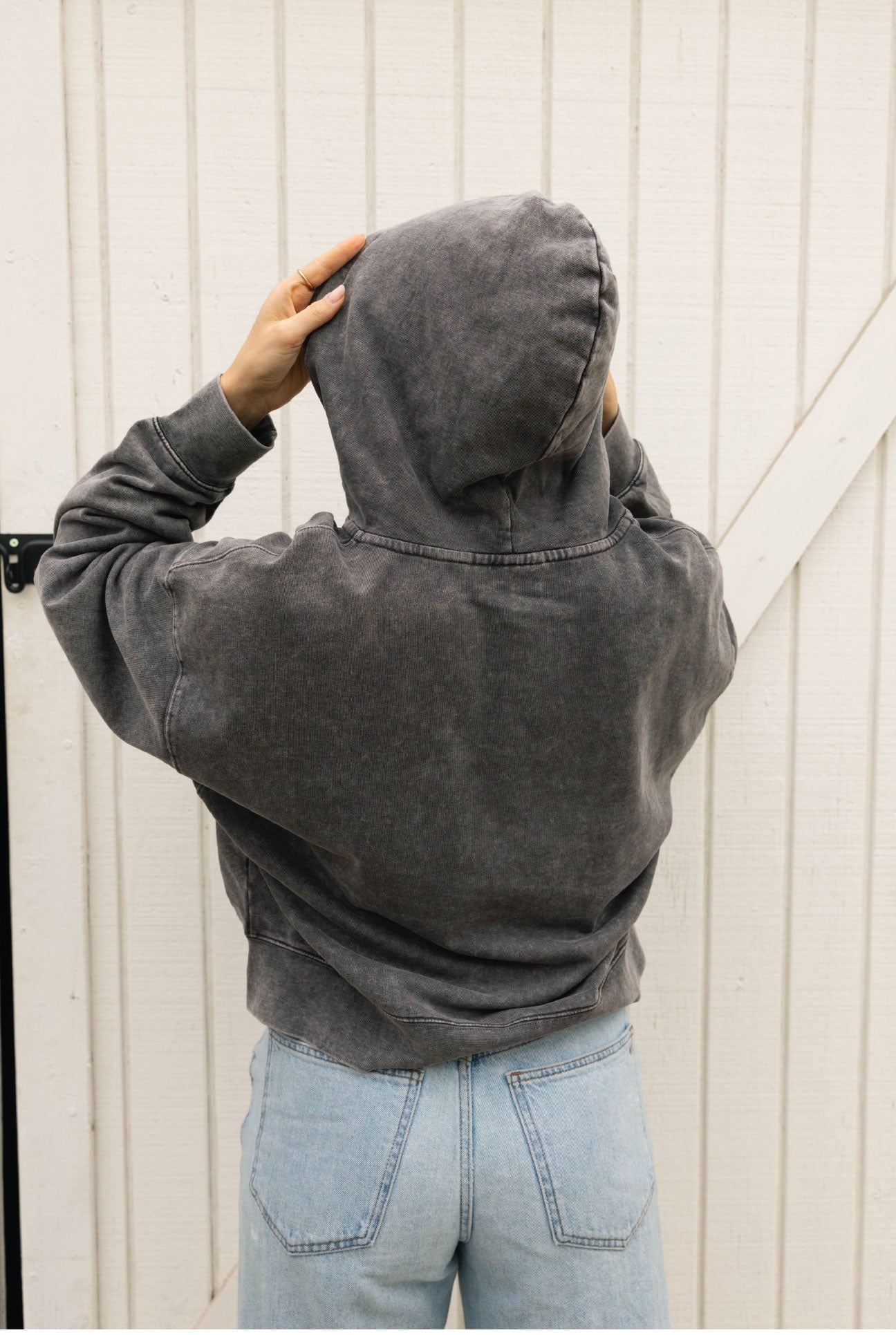 RAISING BELIEVERS Cropped Mineral Zipper Hooded Oat Collective