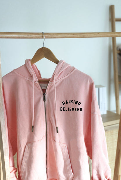 RAISING BELIEVERS Cropped Mineral Zipper Hooded Oat Collective
