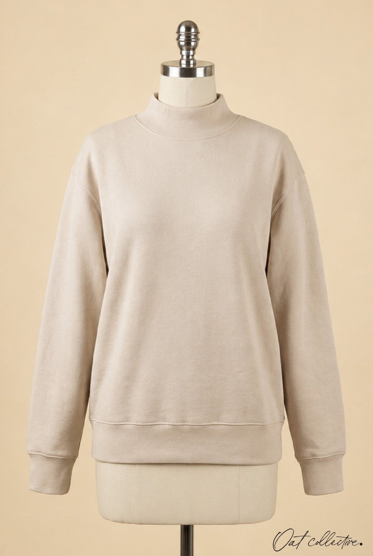 Mock Neck Washed Basic Pullover Sweatshirt Oat Collective