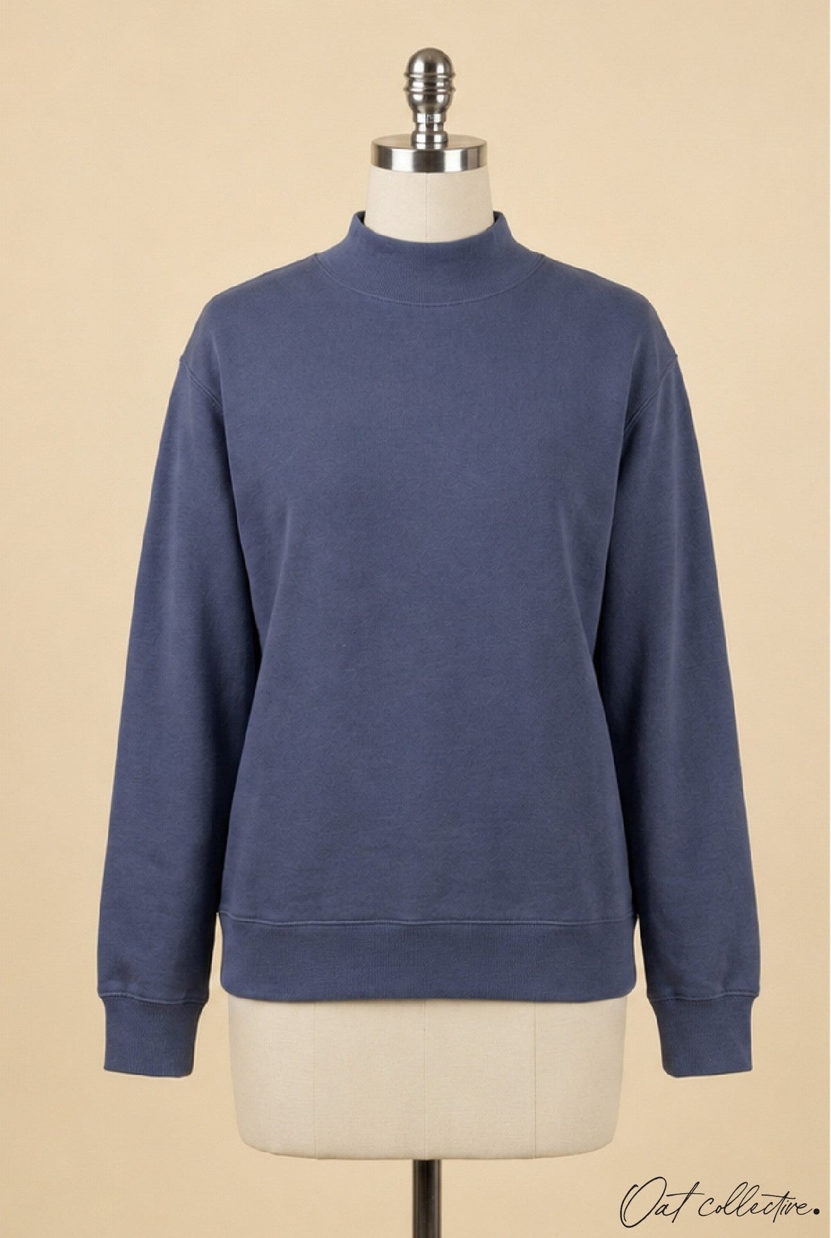 Mock Neck Washed Basic Pullover Sweatshirt Oat Collective