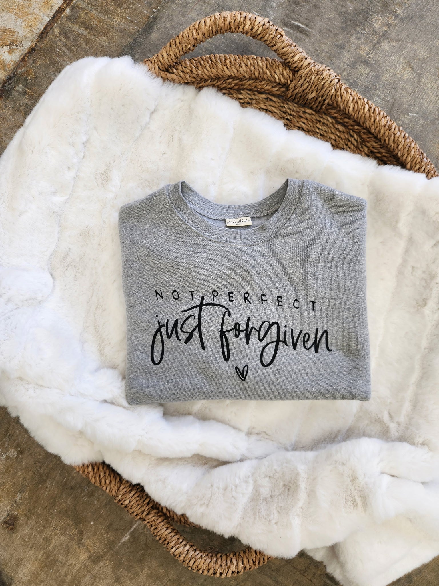 NOT PERFECT JUST FORGIVEN Graphic Sweatshirt Oat Collective