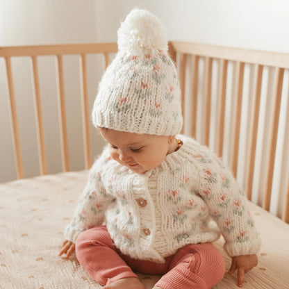 Bitty Blooms White Cardigan Sweater Baby & Toddler Huggalugs