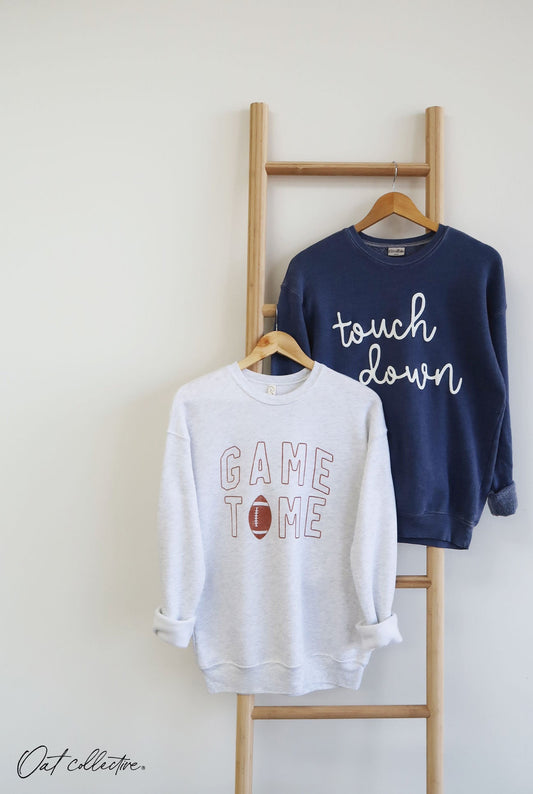 GAME TIME Graphic Unisex Fleece Pullover Relaxed Fit Oat Collective