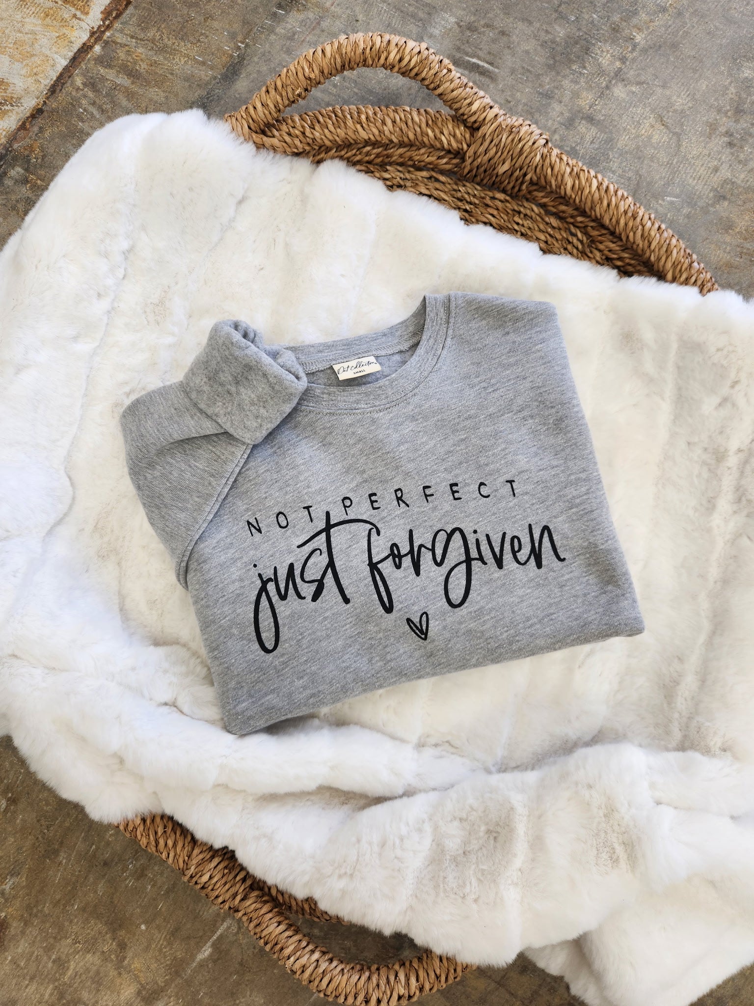 NOT PERFECT JUST FORGIVEN Graphic Sweatshirt Oat Collective