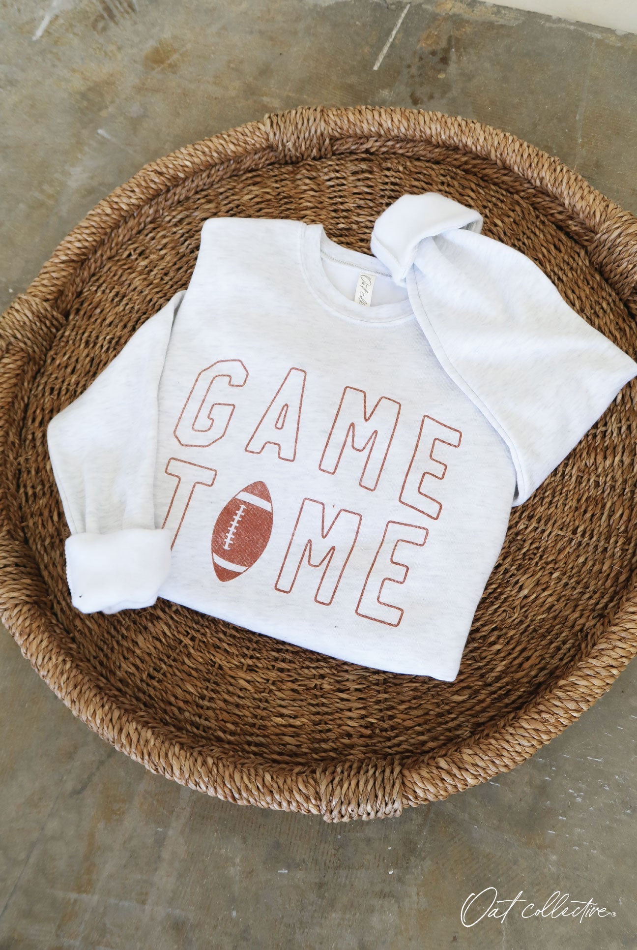 GAME TIME Graphic Unisex Fleece Pullover Relaxed Fit Oat Collective