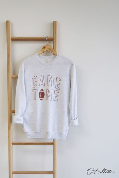 GAME TIME Graphic Unisex Fleece Pullover Relaxed Fit Oat Collective