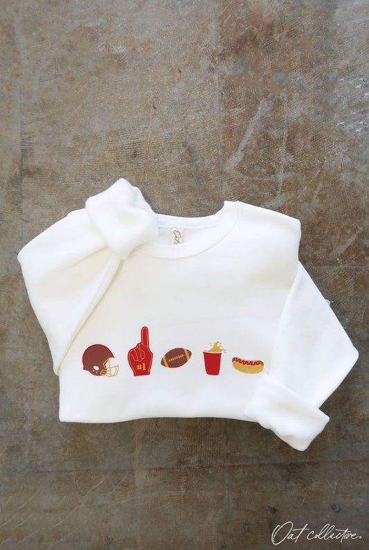 FOOTBALL ROW Graphic Unisex Fleece Pullover Relaxed Fit. Oat Collective