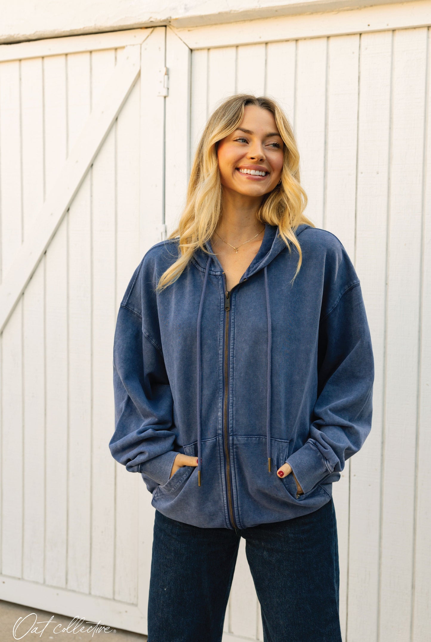 PREMIUM BASIC MINERAL ZIPPER Hooded Pullover Oat Collective