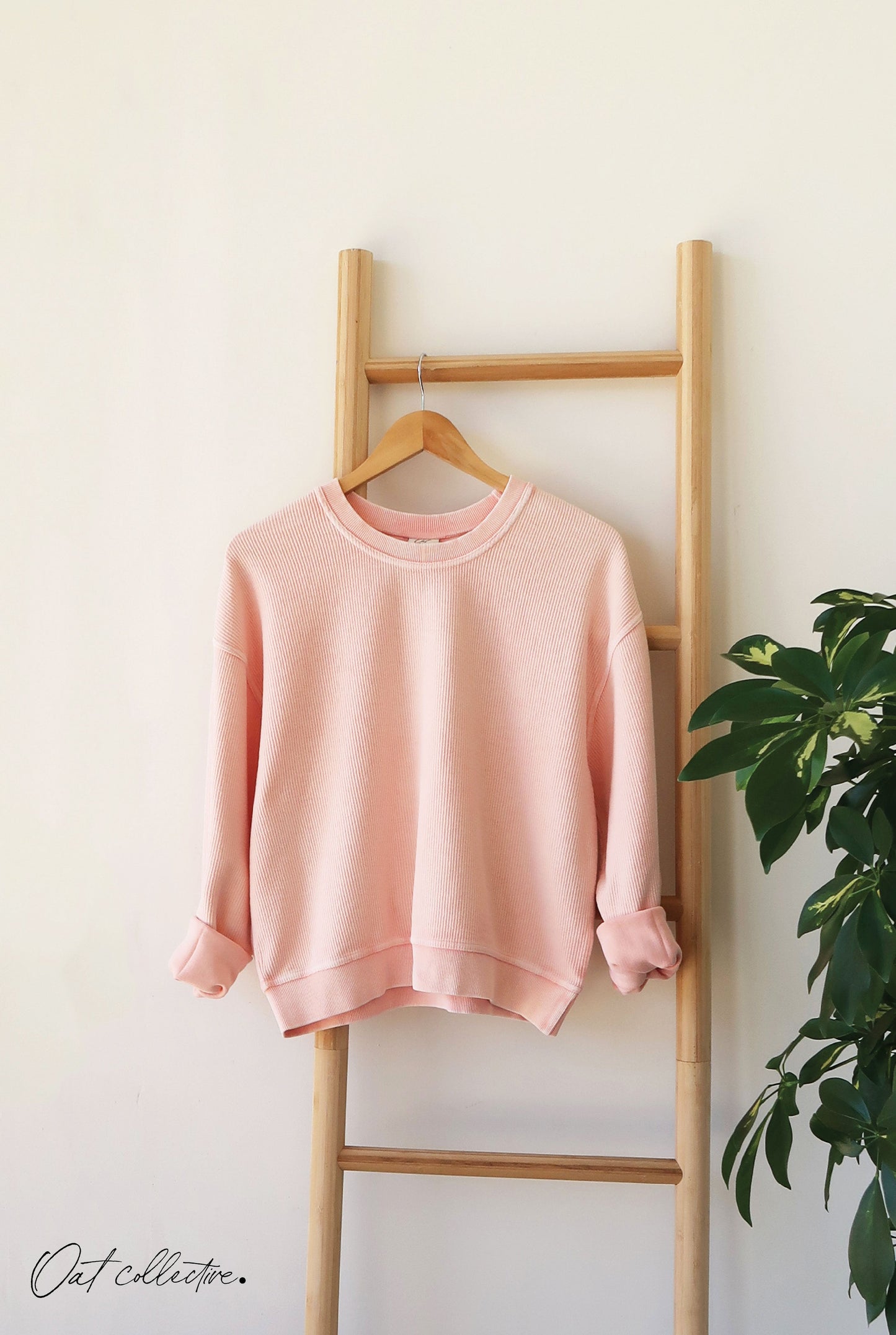Premium Cotton Cropped Mineral Washed Thermal Pullover Oat Collective