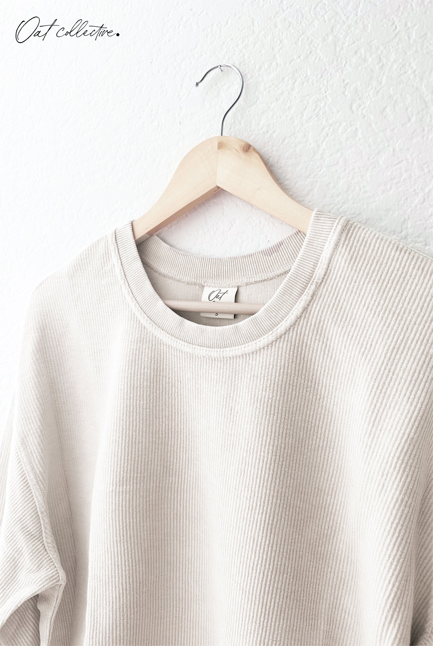 Premium Cotton Cropped Mineral Washed Thermal Pullover Oat Collective