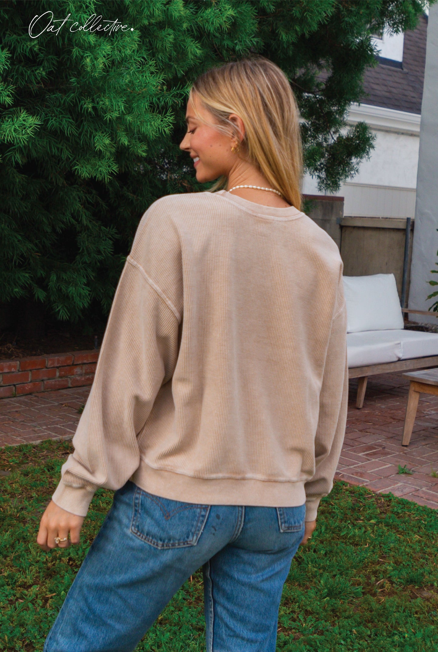Premium Cotton Cropped Mineral Washed Thermal Pullover Oat Collective