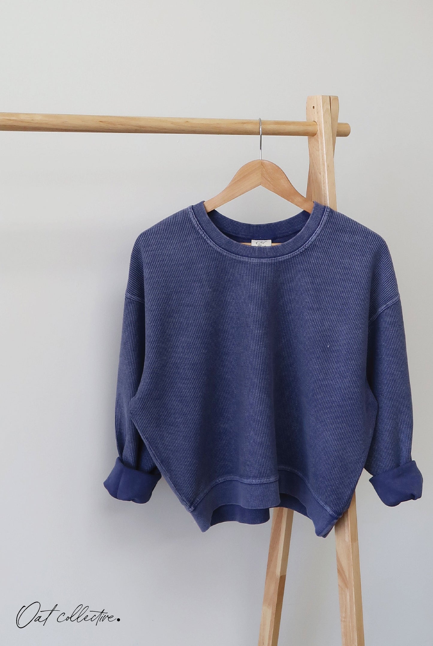 Premium Cotton Cropped Mineral Washed Thermal Pullover Oat Collective