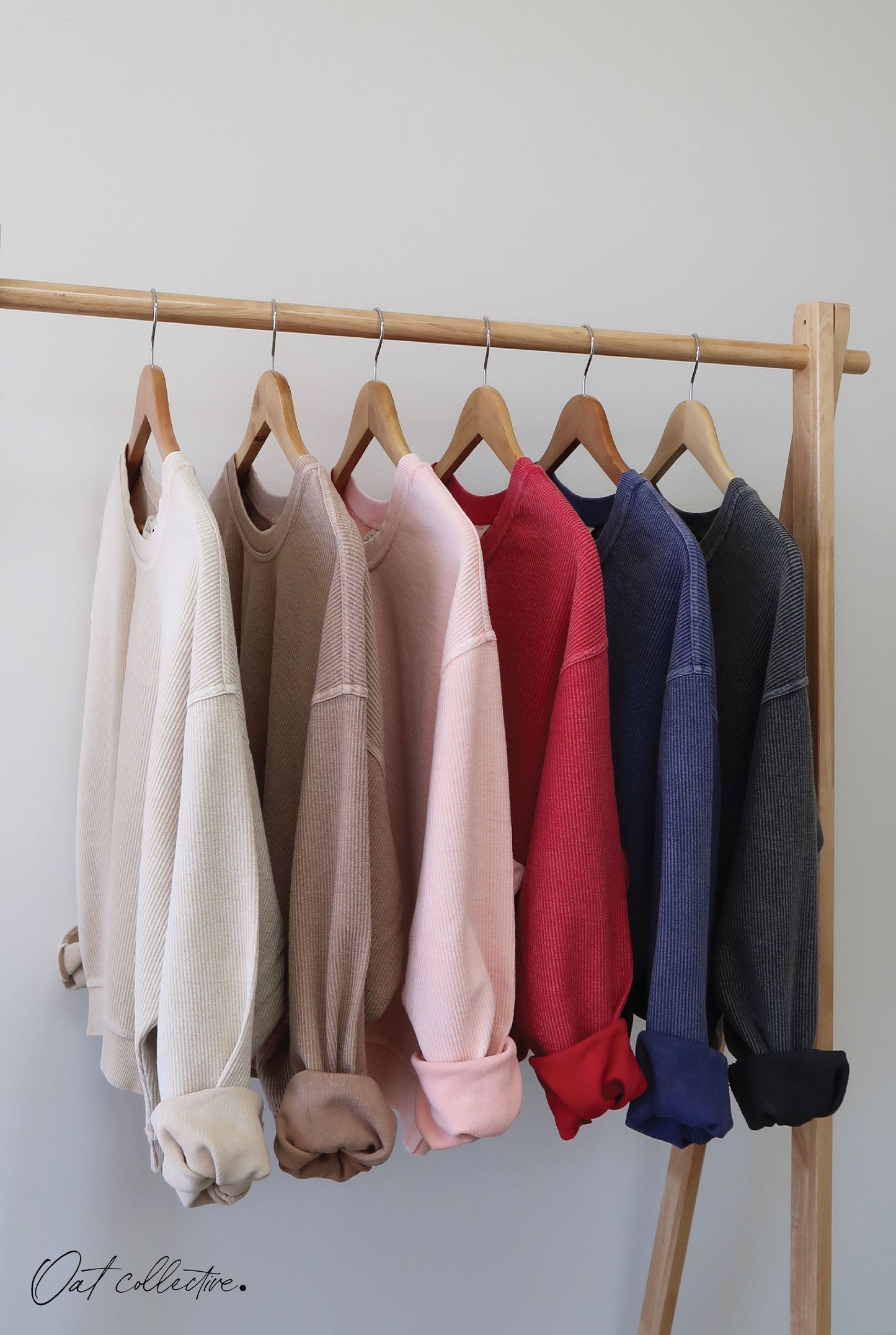 Premium Cotton Cropped Mineral Washed Thermal Pullover Oat Collective