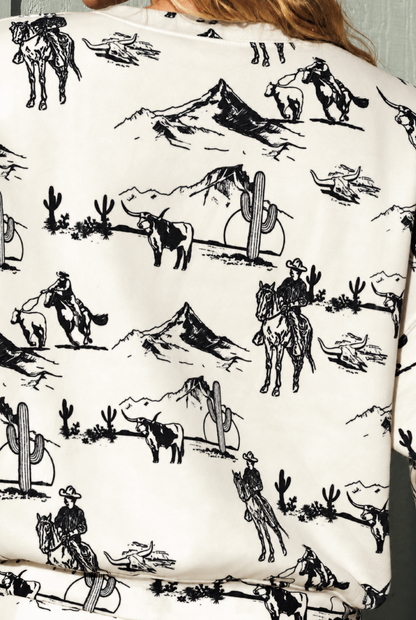 WESTERN PRINTED Sweatshort/Sweatshirt Matching Set Oat Collective