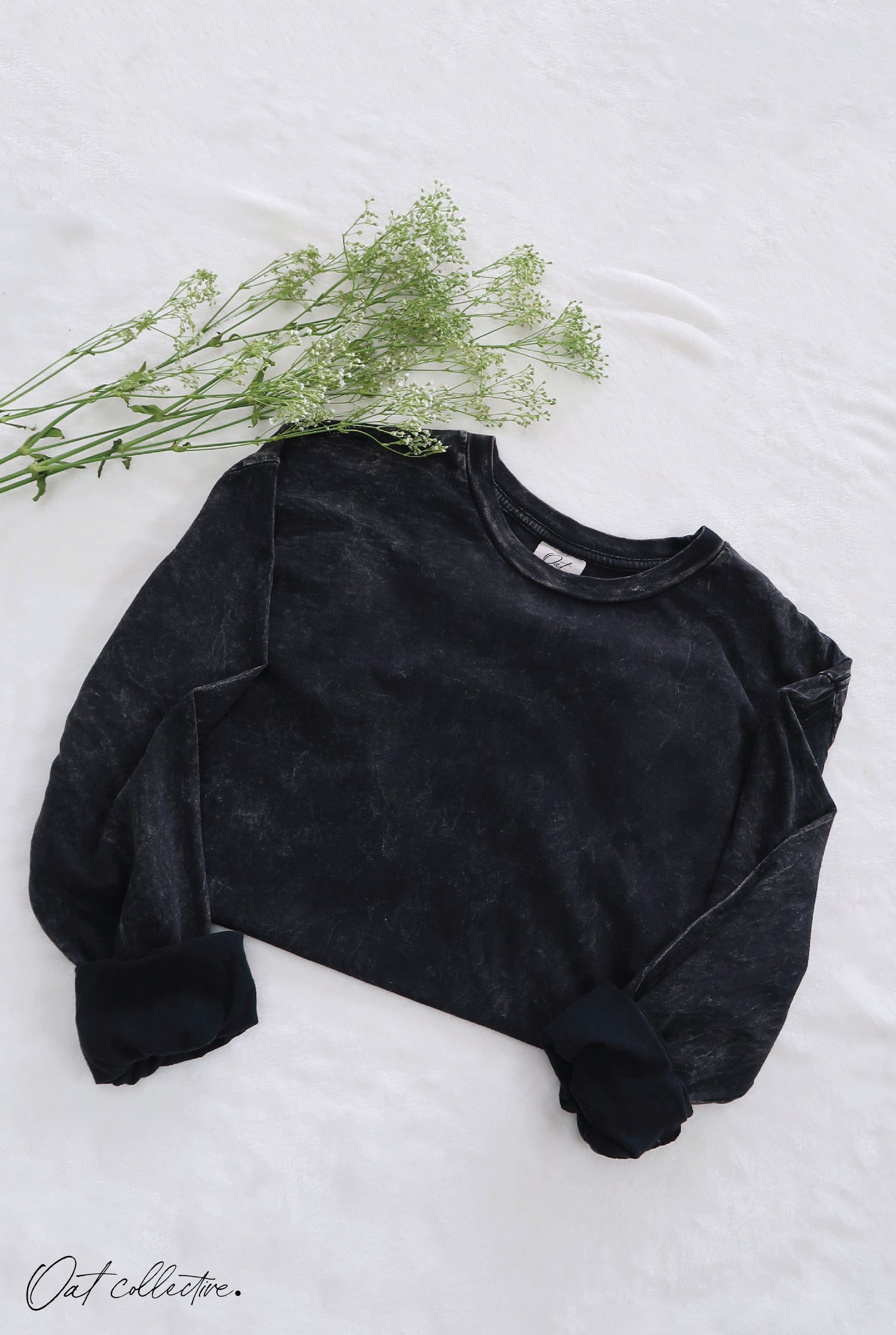 Premium Cotton Mineral Washed Long Sleeve Tee Oat Collective