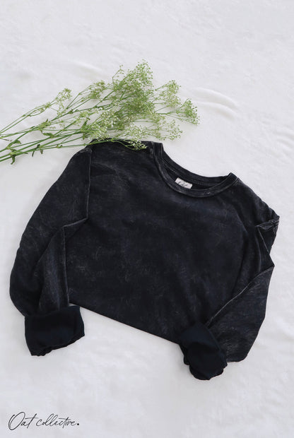 Premium Cotton Mineral Washed Long Sleeve Tee Oat Collective