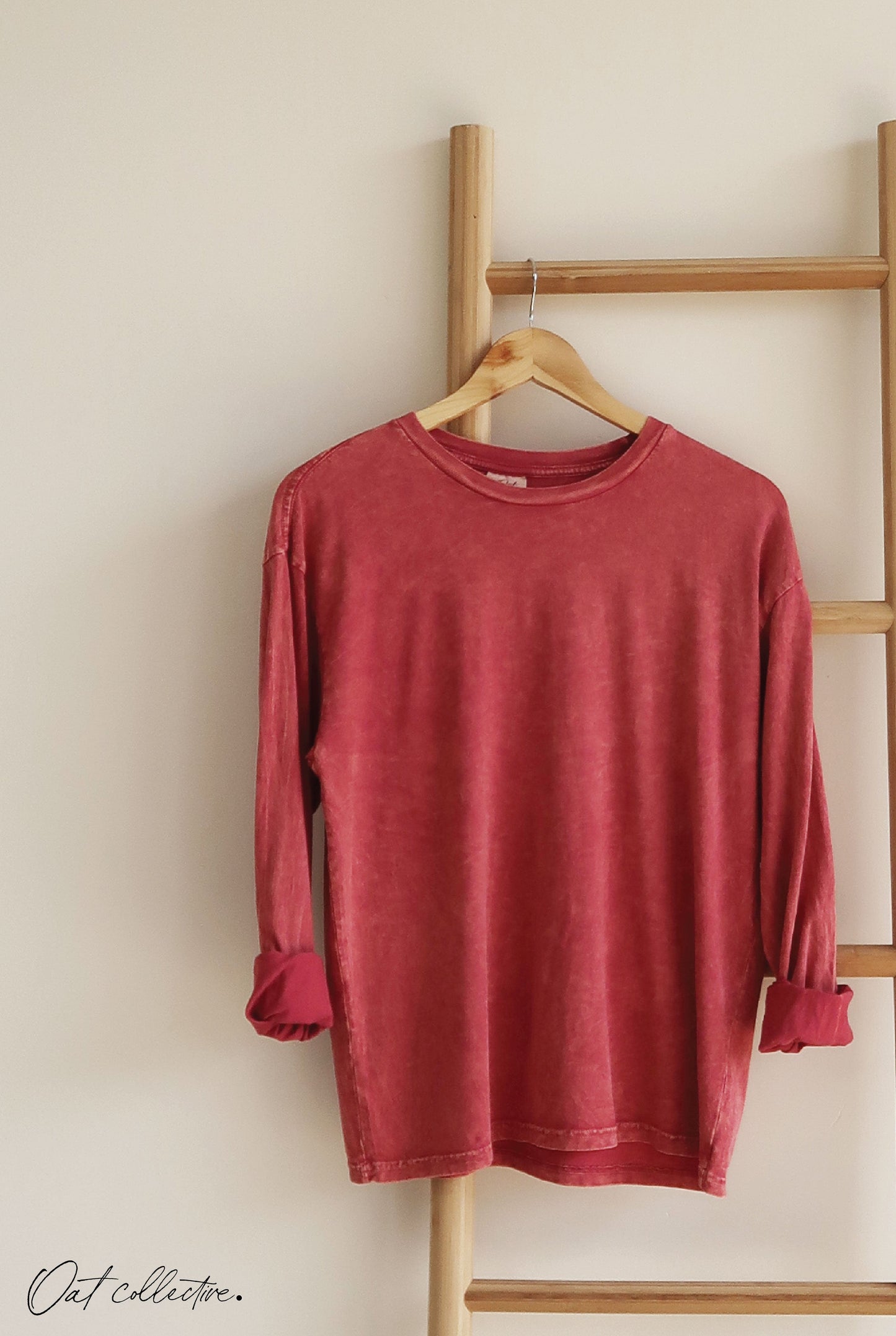 Premium Cotton Mineral Washed Long Sleeve Tee Oat Collective